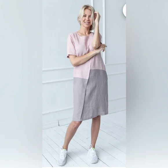 Oda Lux Dresses | Oda Lux 100%Linen Dress, Midi Linen Dress, Loose Linen Dress, Flax Soft Dress 12 | Color: Pink | Size: 12 | Roxanahdz393's Closet